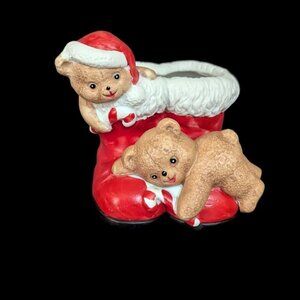 Christmas Planter Pot Teddy Bears Santa Boots Decorative Pot House Of Lloyd‎